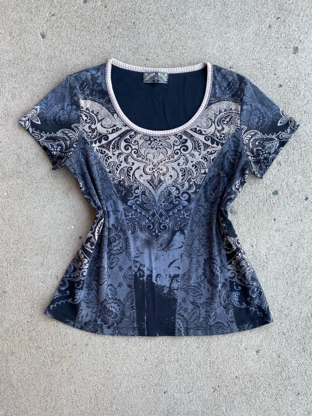 Y2k/Emo Paisley Graphic Tee Shirt